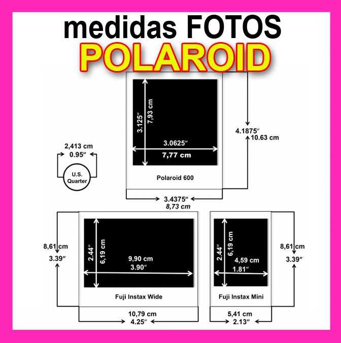 Medidas fotos Polaroid todos los tamalo