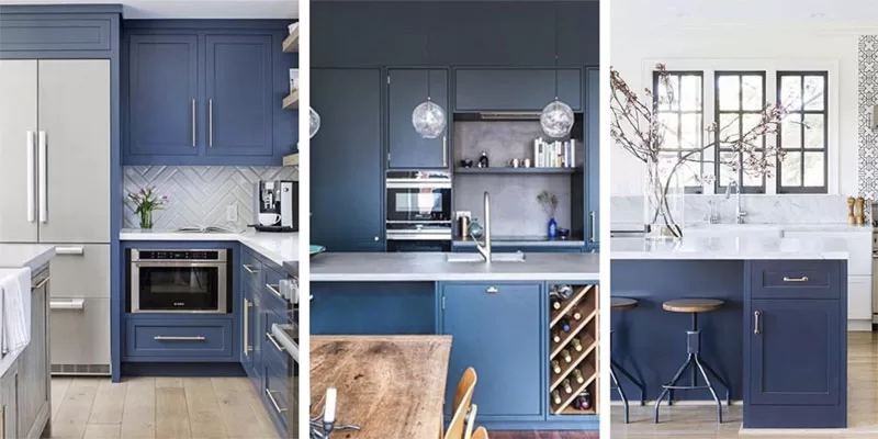 muebles de cocina de color índigo azul- colores índigo para los interiores de las casas