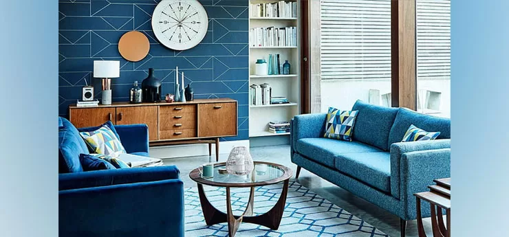 Cores com Índigo A sala de estar é o interior