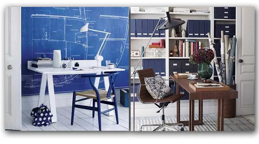Oficina en casa con azul índigo- escritorio-despacho