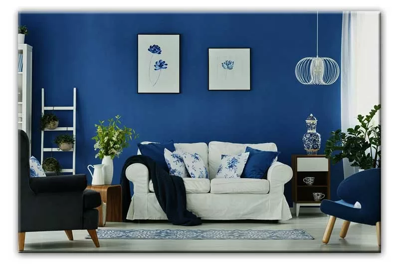 Azul índigo en las paredes- color índigo en interiores del hogar - PARED PINTADA CON COLOR AZUL ÍNDIGO