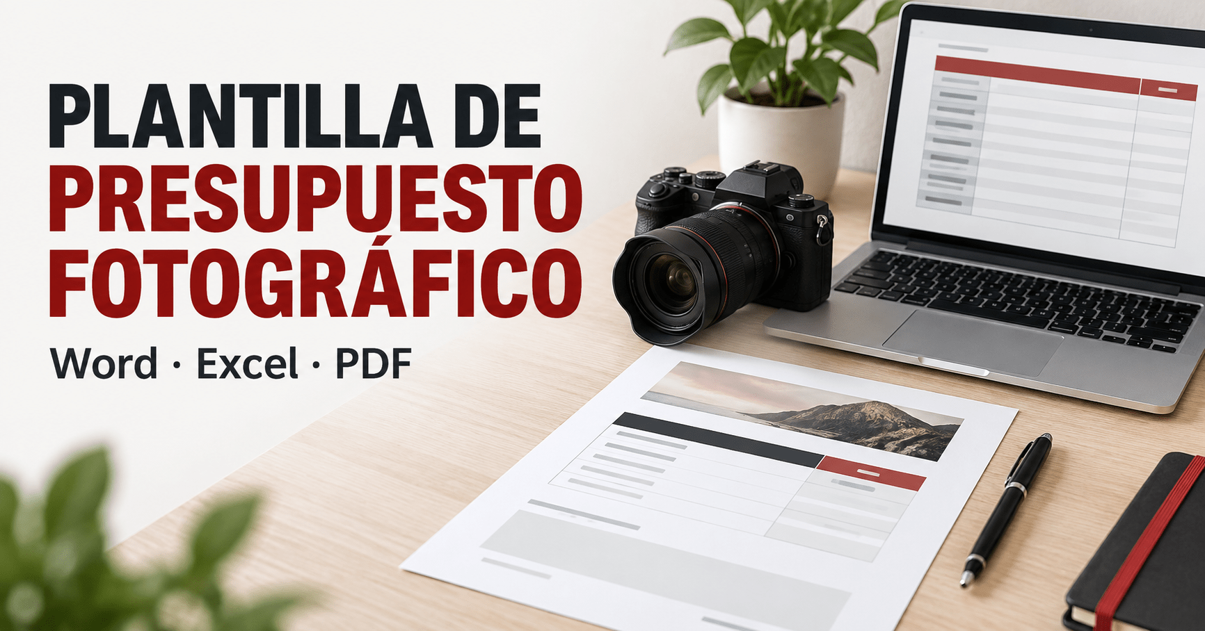 Plantilla de presupuesto fotográfico en Word, Excel y PDF