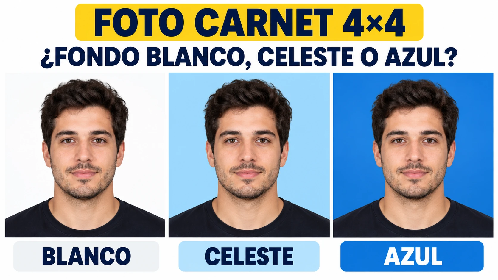 Foto carnet 4x4 con fondo blanco, celeste y azul