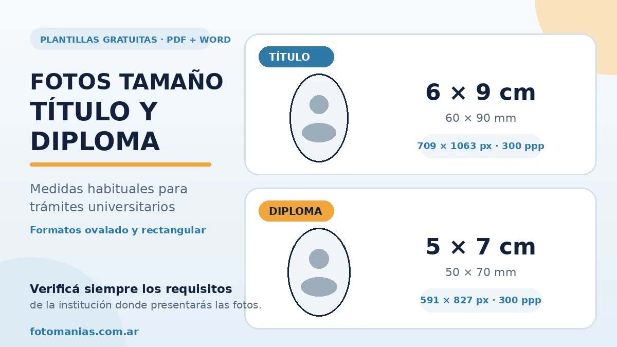 Comparación de fotos tamaño título de 6×9 cm y diploma de 5×7 cm