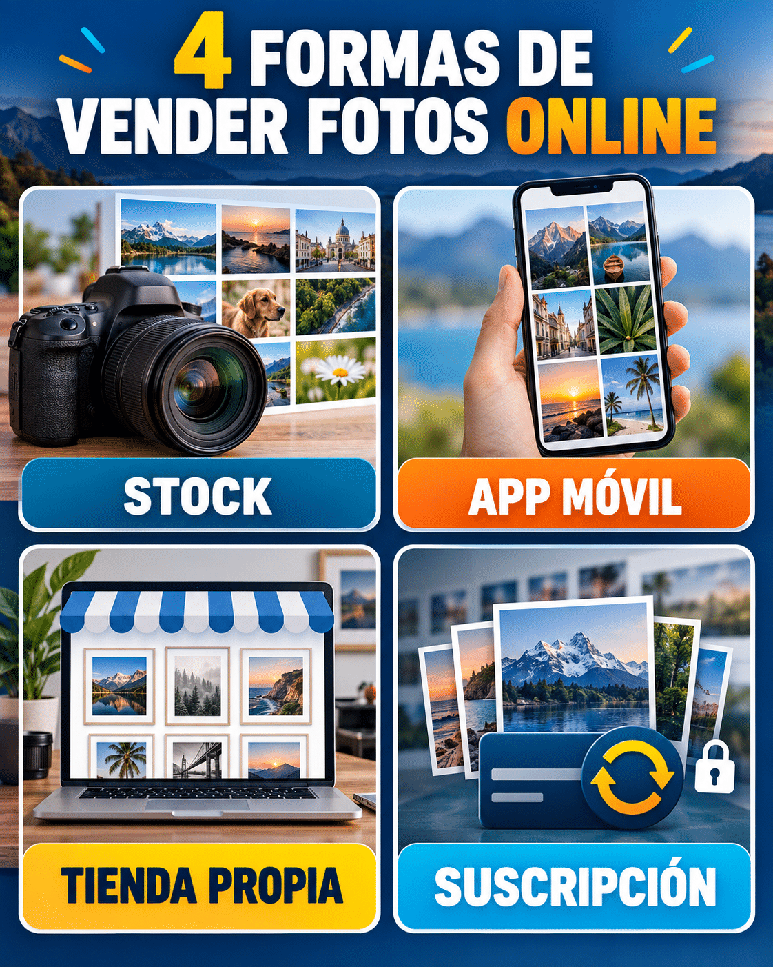 Cuatro formas de vender fotos online: stock, app móvil, tienda propia y suscripción