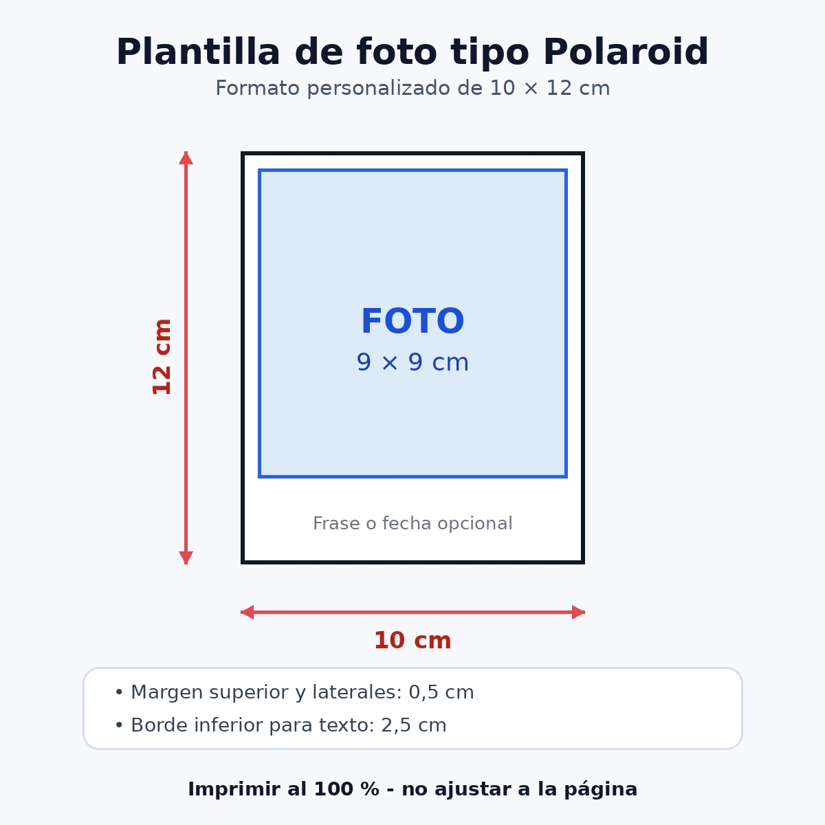 Plantilla de foto tipo Polaroid de 10 × 12 cm